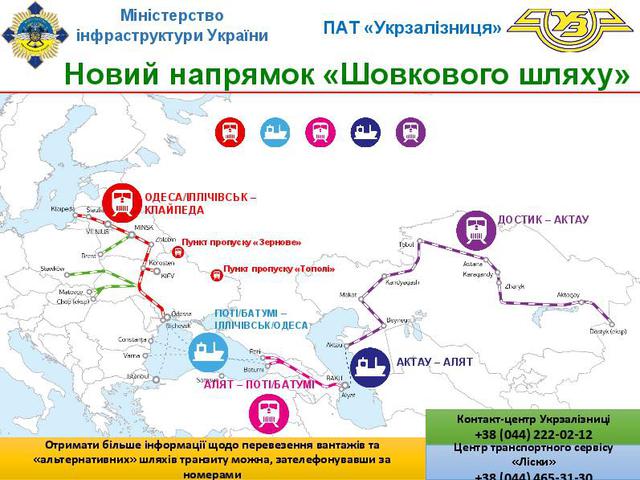 Яценюк показал маршрут «Шелкового пути» в обход России. ИНФОГРАФИКА